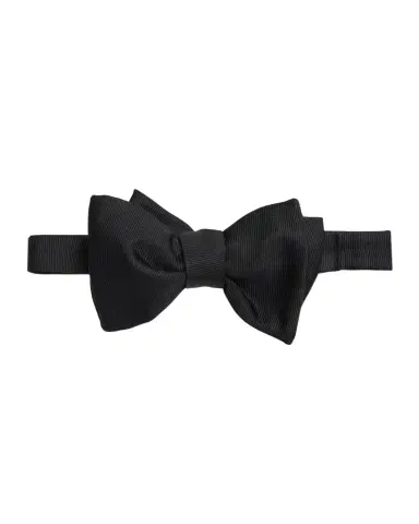 Giorgio Armani Men 's Silk Grosgrain Bow Tie, Black Pattern | Thumbnail 1