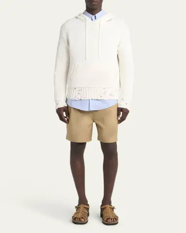 Marni Men's Distressed Knit Logo Hoodie | Thumbnail 2