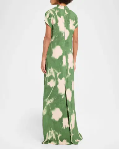 Lela Rose Abstract Floral Crepe A-Line Cap-Sleeve Gown | Thumbnail 7 Lela Rose Abstract Floral Crepe A-Line Cap-Sleeve Gown | Thumbnail 7