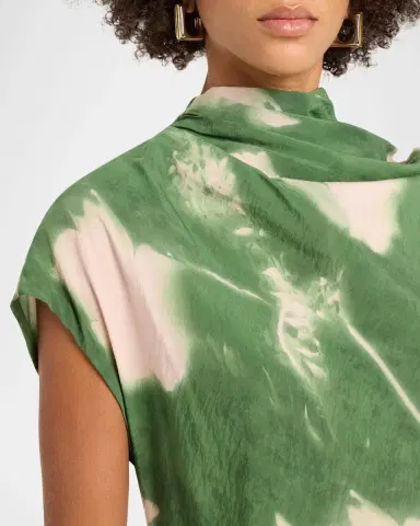 Lela Rose Abstract Floral Crepe A-Line Cap-Sleeve Gown | Thumbnail 9 Lela Rose Abstract Floral Crepe A-Line Cap-Sleeve Gown | Thumbnail 9