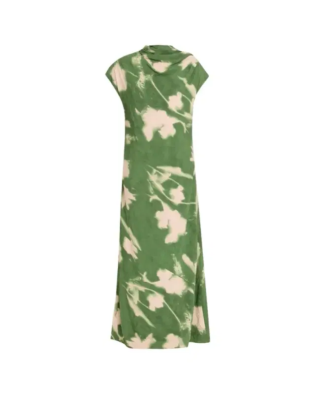 Lela Rose Abstract Floral Crepe A-Line Cap-Sleeve Gown