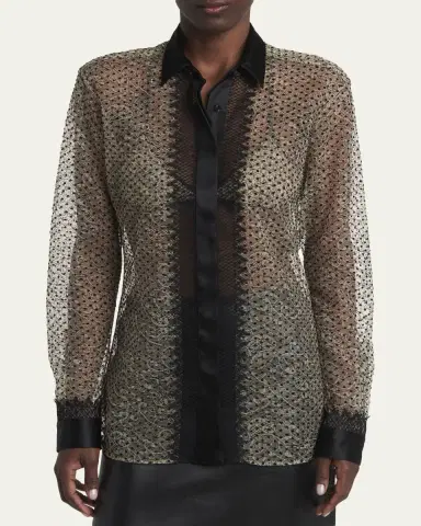 Tom Ford Polka-Dot Lace Button-Down Shirt | Thumbnail 4 Tom Ford Polka-Dot Lace Button-Down Shirt | Thumbnail 4