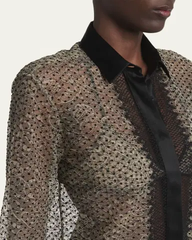 Tom Ford Polka-Dot Lace Button-Down Shirt | Thumbnail 5 Tom Ford Polka-Dot Lace Button-Down Shirt | Thumbnail 5