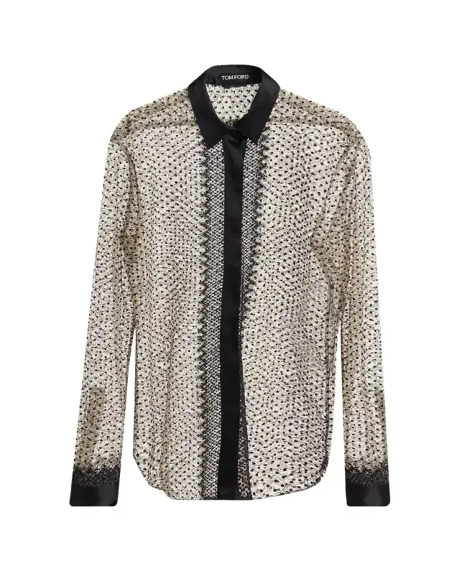 TOM FORD Polka-Dot Lace Button-Down Shirt