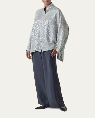 Eskandar Wide Longer Back Chinese Collar Shirt - Mid Plus Length | Thumbnail 2 Eskandar Wide Longer Back Chinese Collar Shirt - Mid Plus Length | Thumbnail 2