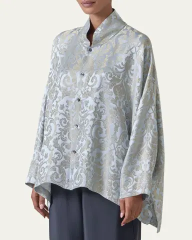 Eskandar Wide Longer Back Chinese Collar Shirt - Mid Plus Length | Thumbnail 4 Eskandar Wide Longer Back Chinese Collar Shirt - Mid Plus Length | Thumbnail 4