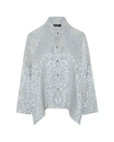 Eskandar Wide Longer Back Chinese Collar Shirt - Mid Plus Length | Thumbnail 1 Eskandar Wide Longer Back Chinese Collar Shirt - Mid Plus Length | Thumbnail 1