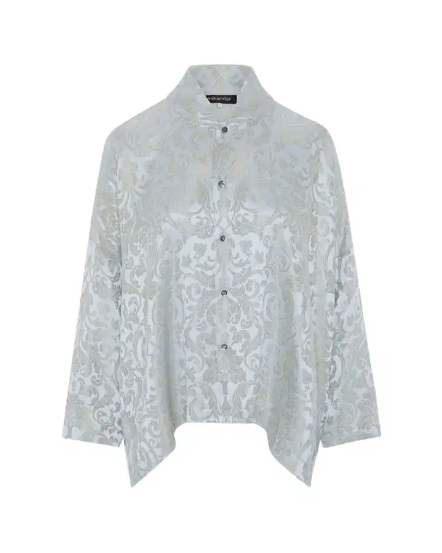 Eskandar Wide Longer Back Chinese Collar Shirt - Mid Plus Length