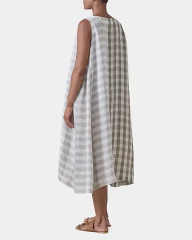 Eskandar Linen 3/4-Length Side Pleated Sleeveless Dress | Thumbnail 6 Eskandar Linen 3/4-Length Side Pleated Sleeveless Dress | Thumbnail 6