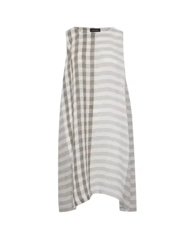 Eskandar Linen 3/4-Length Side Pleated Sleeveless Dress | Thumbnail 1 Eskandar Linen 3/4-Length Side Pleated Sleeveless Dress | Thumbnail 1