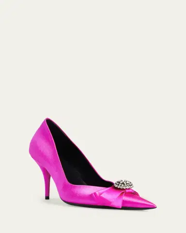 Balenciaga 90mm Avenue Palazzo Embellished Bow Satin Pumps | Thumbnail 2 Balenciaga 90mm Avenue Palazzo Embellished Bow Satin Pumps | Thumbnail 2