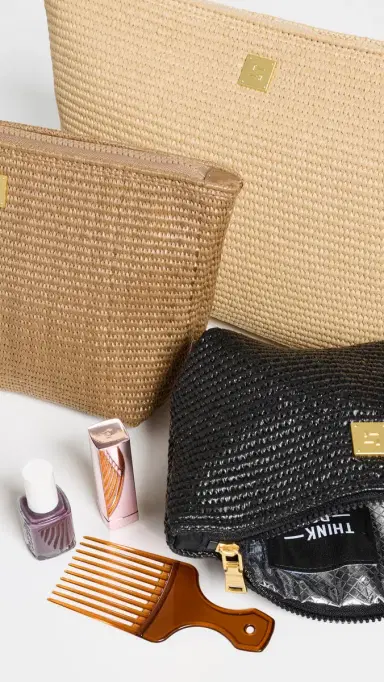 Think Royln Travel Trio Pouches Dune Raffia/Dark Dune Raffia | Thumbnail 3