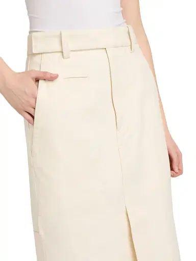 Bottega Veneta Women's Workwear Cotton Twill Midi-Skirt - Parchment - Size 8 | Thumbnail 6