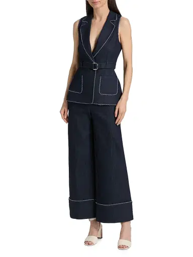 Cinq à Sept Women's Andrea Twisted-Trim Vest - Indigo - Size 14 | Thumbnail 2 Cinq à Sept Women's Andrea Twisted-Trim Vest - Indigo - Size 14 | Thumbnail 2