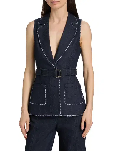 Cinq à Sept Women's Andrea Twisted-Trim Vest - Indigo - Size 14 | Thumbnail 3 Cinq à Sept Women's Andrea Twisted-Trim Vest - Indigo - Size 14 | Thumbnail 3