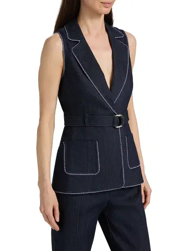Cinq à Sept Women's Andrea Twisted-Trim Vest - Indigo - Size 14 | Thumbnail 4 Cinq à Sept Women's Andrea Twisted-Trim Vest - Indigo - Size 14 | Thumbnail 4