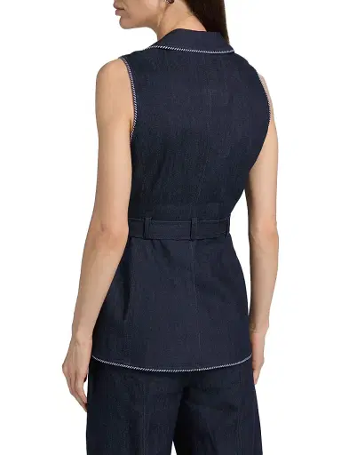 Cinq à Sept Women's Andrea Twisted-Trim Vest - Indigo - Size 14 | Thumbnail 5 Cinq à Sept Women's Andrea Twisted-Trim Vest - Indigo - Size 14 | Thumbnail 5