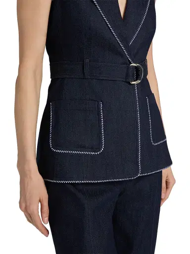 Cinq à Sept Women's Andrea Twisted-Trim Vest - Indigo - Size 14 | Thumbnail 6 Cinq à Sept Women's Andrea Twisted-Trim Vest - Indigo - Size 14 | Thumbnail 6