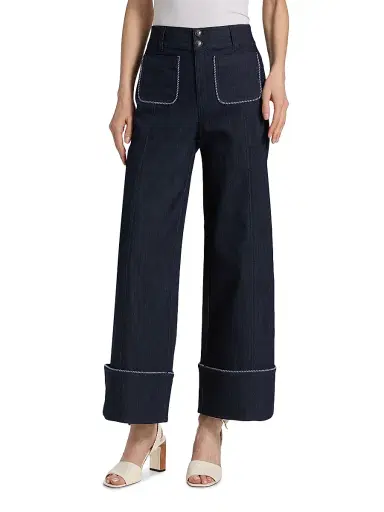 Cinq à Sept Women's Dorothea Twisted-Trim Wide-Leg Pants - Indigo | Thumbnail 3