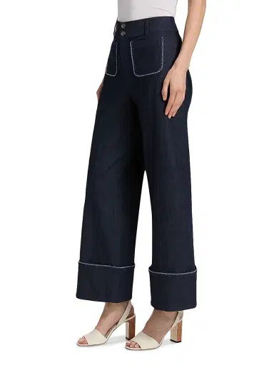 Cinq à Sept Women's Dorothea Twisted-Trim Wide-Leg Pants - Indigo | Thumbnail 4