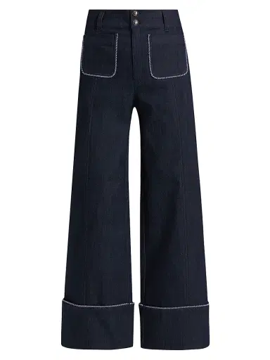 Cinq à Sept Women's Dorothea Twisted-Trim Wide-Leg Pants - Indigo | Thumbnail 1