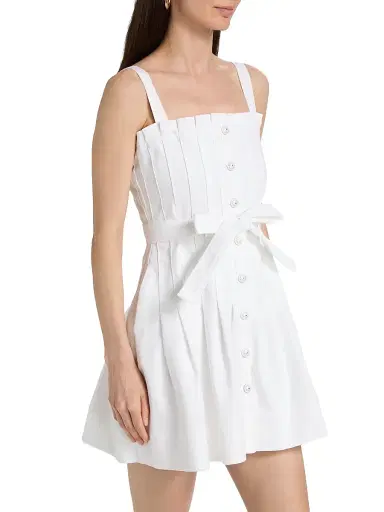 Cinq à Sept Women's Branwen Denim A-Line Minidress - White - Size 16 | Thumbnail 4