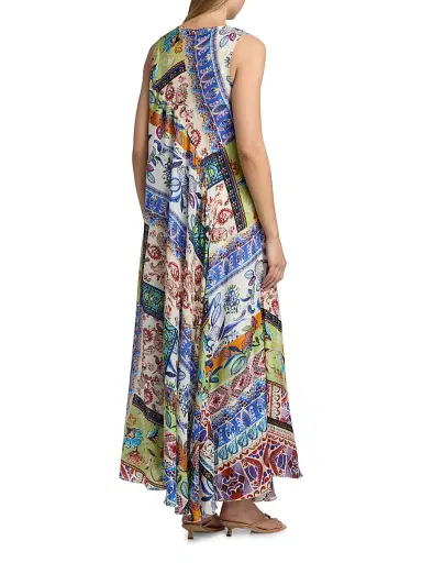 Johnny Was Women's Armeria Bias-Cut Printed Silk Maxi Dress - Armeria Scarf - Size XL | Thumbnail 5 Johnny Was Women's Armeria Bias-Cut Printed Silk Maxi Dress - Armeria Scarf - Size XL | Thumbnail 5