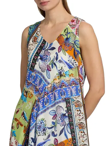 Johnny Was Women's Armeria Bias-Cut Printed Silk Maxi Dress - Armeria Scarf - Size XL | Thumbnail 6 Johnny Was Women's Armeria Bias-Cut Printed Silk Maxi Dress - Armeria Scarf - Size XL | Thumbnail 6