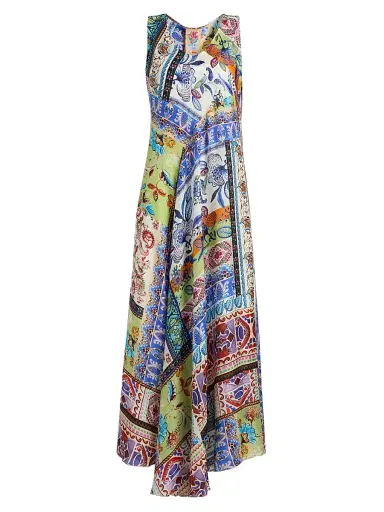 Johnny Was Women's Armeria Bias-Cut Printed Silk Maxi Dress - Armeria Scarf - Size XL | Thumbnail 1 Johnny Was Women's Armeria Bias-Cut Printed Silk Maxi Dress - Armeria Scarf - Size XL | Thumbnail 1