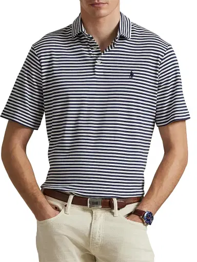Polo Ralph Lauren Men's Striped Cotton Logo Polo Shirt | Thumbnail 3 Polo Ralph Lauren Men's Striped Cotton Logo Polo Shirt | Thumbnail 3