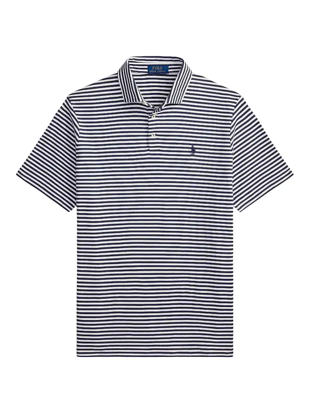 Polo Ralph Lauren Men's Striped Cotton Logo Polo Shirt - Refined Navy White