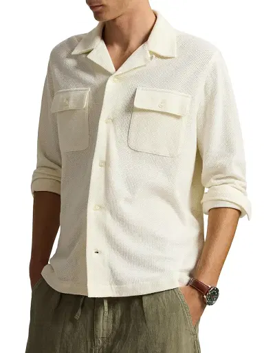 Polo Ralph Lauren Men's Honeycomb Knit Cotton Camp Shirt | Thumbnail 3 Polo Ralph Lauren Men's Honeycomb Knit Cotton Camp Shirt | Thumbnail 3