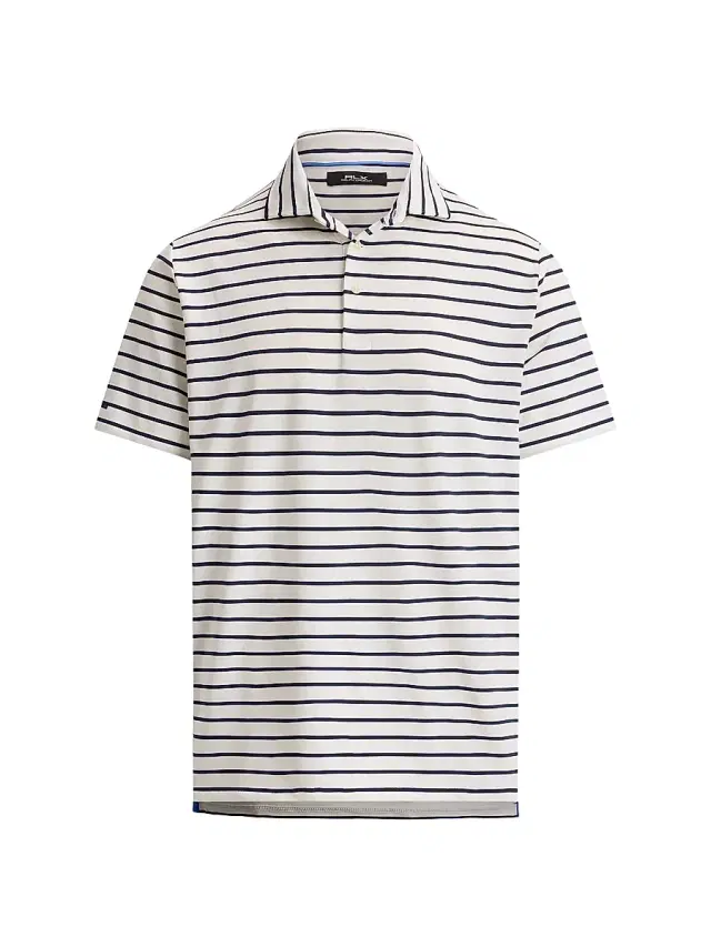 RLX Ralph Lauren Men's Lightweight Airflow Knit Polo Shirt - Refined Navy Ceramic White
