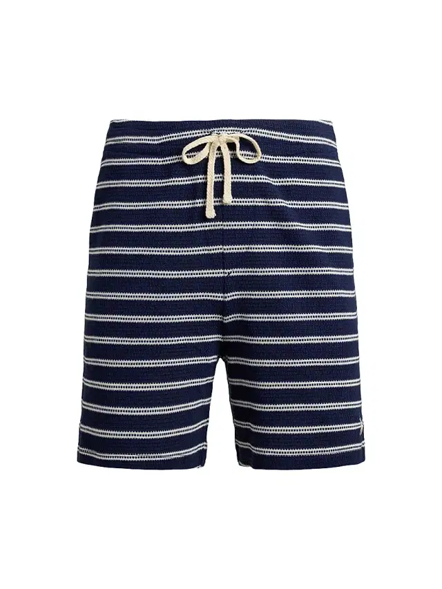 Polo Ralph Lauren Men's Textured Striped Knit Shorts - Newport Navy Pale Cream