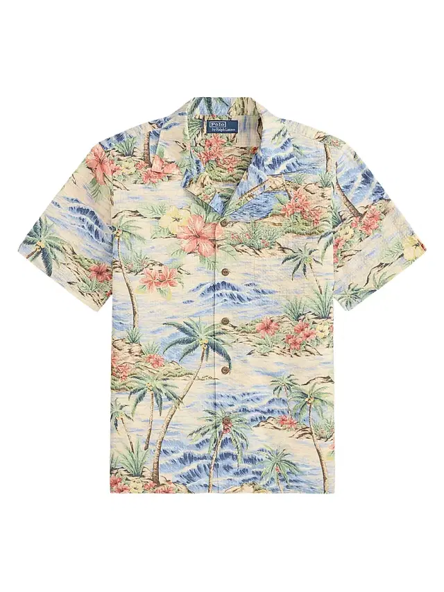 Polo Ralph Lauren Men's Printed Seersucker Cotton Camp Shirt - Harbor Cove Palms
