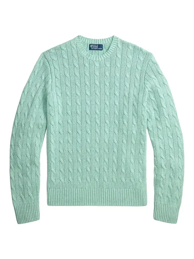 Polo Ralph Lauren Men's Cotton Cable-Knit Crewneck Sweater - Greens Wallow Heather