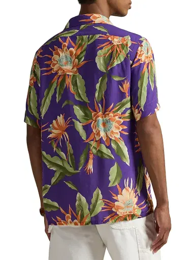 Polo Ralph Lauren Men's Tropical Floral Print Short-Sleeve Shirt - Purple - Size XL | Thumbnail 4 Polo Ralph Lauren Men's Tropical Floral Print Short-Sleeve Shirt - Purple - Size XL | Thumbnail 4