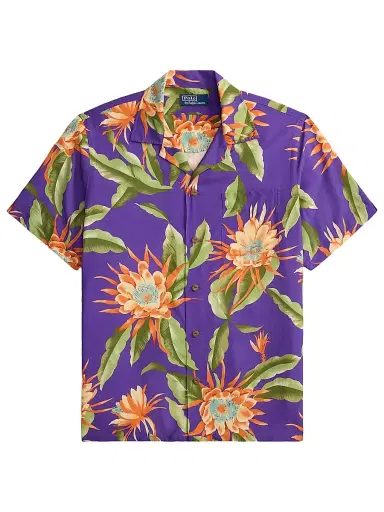 Polo Ralph Lauren Men's Tropical Floral Print Short-Sleeve Shirt - Purple - Size XL | Thumbnail 1 Polo Ralph Lauren Men's Tropical Floral Print Short-Sleeve Shirt - Purple - Size XL | Thumbnail 1