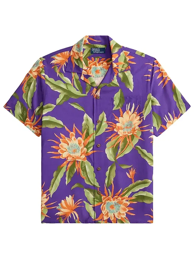 Polo Ralph Lauren Men's Tropical Floral Print Short-Sleeve Shirt - Purple