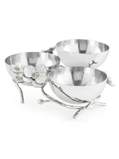 Michael Aram Silver Orchid Triple Bowl | Thumbnail 2