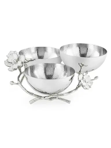 Michael Aram Silver Orchid Triple Bowl | Thumbnail 3