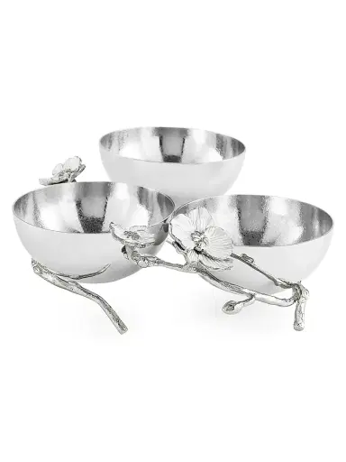 Michael Aram Silver Orchid Triple Bowl | Thumbnail 1