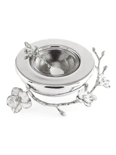 Michael Aram Silver Orchid Caviar Dish & Spoon | Thumbnail 2