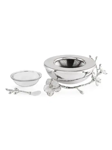 Michael Aram Silver Orchid Caviar Dish & Spoon | Thumbnail 3