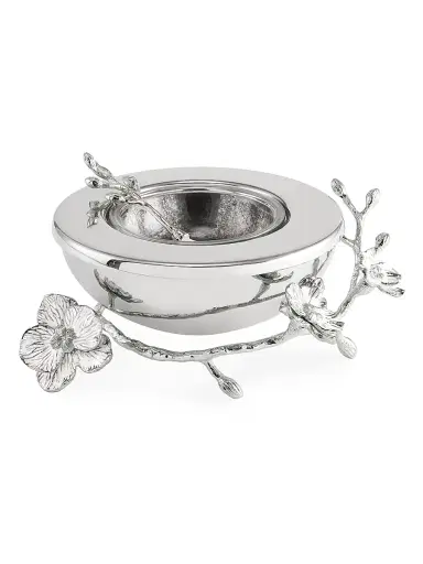 Michael Aram Silver Orchid Caviar Dish & Spoon | Thumbnail 1
