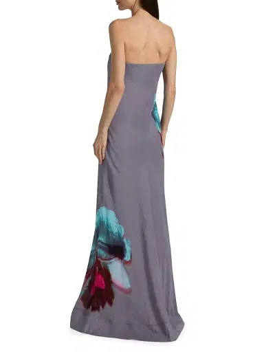 Amur Women's Quelina Strapless Floral Linen-Silk Maxi Dress - Nimbus Orchid - Size 8 | Thumbnail 5