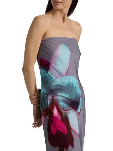 Amur Women's Quelina Strapless Floral Linen-Silk Maxi Dress - Nimbus Orchid - Size 8 | Thumbnail 6