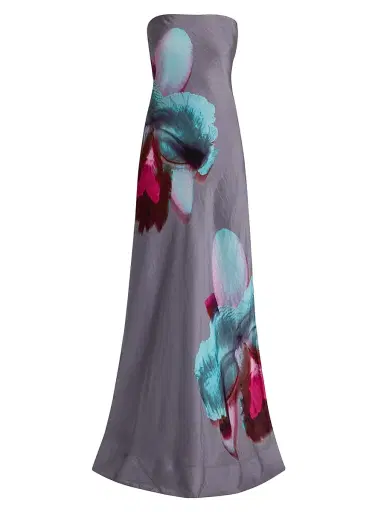 Amur Women's Quelina Strapless Floral Linen-Silk Maxi Dress - Nimbus Orchid - Size 8 | Thumbnail 1