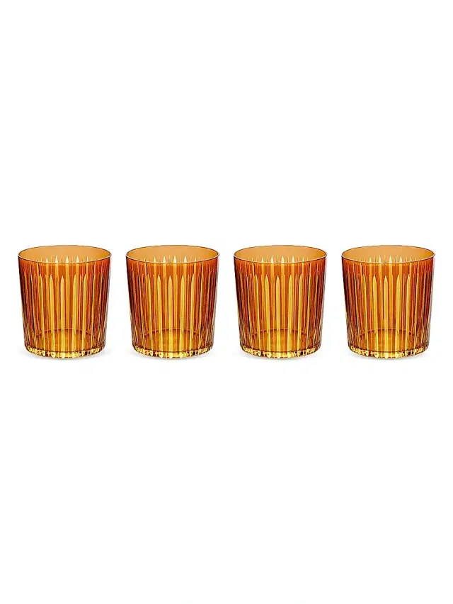 L'Objet Prism 4-Piece Double Old-Fashioned Glass Set - Orange Yellow