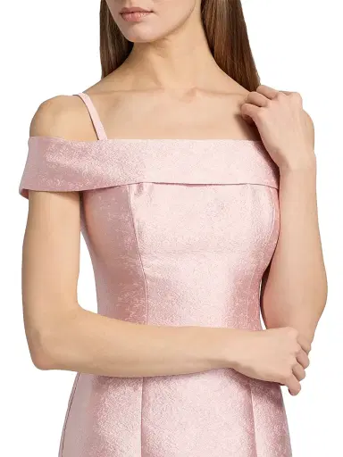 Kay Unger Women's Edith Jacquard Off-The-Shoulder Column Gown - Ballet Pink - Size 12 | Thumbnail 6